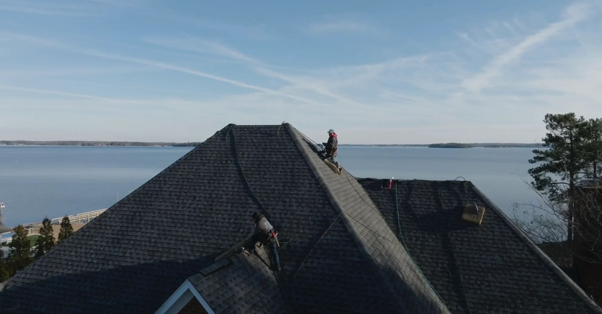 A worker on a rooftop